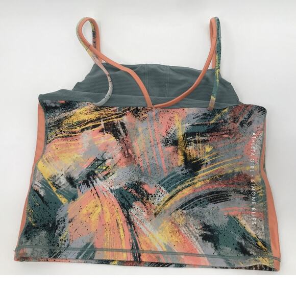 Athleta Girl x Simone Biles Because I Can Brushstroke Crop Tank Top XL 14 - Picture 4 of 7